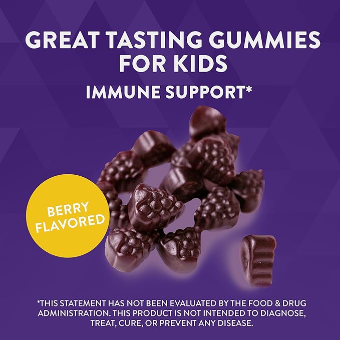 Nature's Way Sambucus Kids Cough Relief +(1) Immune Gummy*, Feel Better Faster(1), Clinically Proven South African Geranium, with Elderberry, Vitamin C & Zinc, Gluten Free, Vegetarian, 36 Gummies