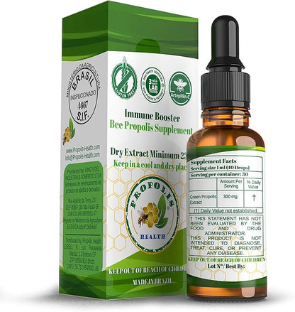 Green Propolis Extract Liquid - Brazilian Bee Propolis - Alcohol-Free Immune Support Supplement - 60-Day Supply - Natural Immunity Shots