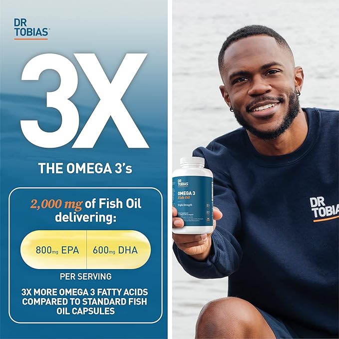 Dr. Tobias Omega 3 Fish Oil, 2000mg, and Turmeric Curcumin, 95% Curcuminoids, Promotes Overall Health with Antioxidant Support