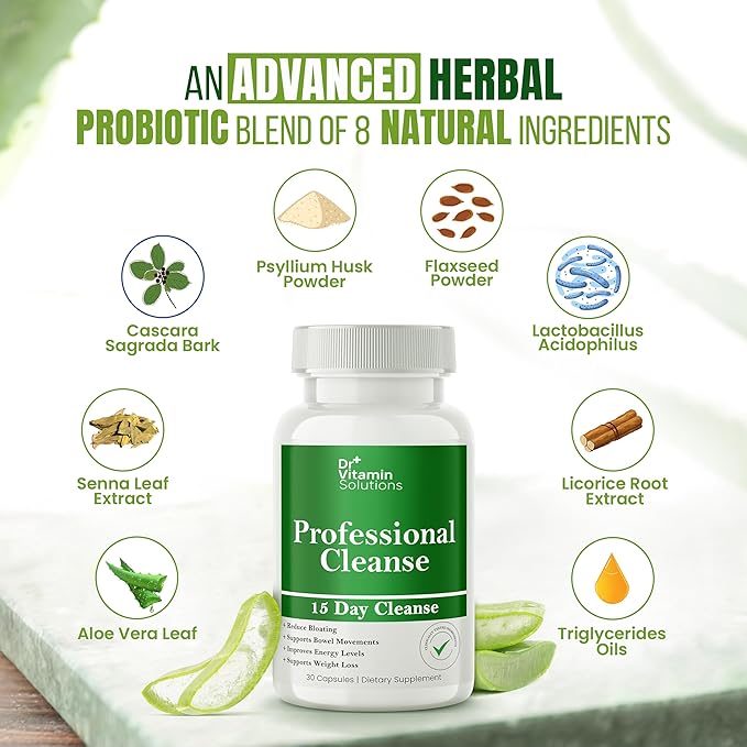 DR VITAMIN SOLUTIONS 15 Day Gut Cleanse Detox for Women w/GLP-1 Support - Natural Colon & Detox Cleanse for Weight Loss - Bloating & Constipation Relief - Flushes Toxins & Supports Immunity - 30 Ct.