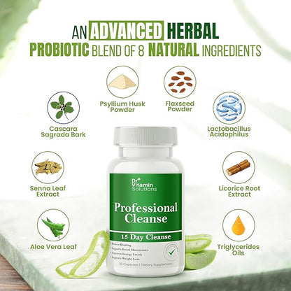 DR VITAMIN SOLUTIONS 15 Day Gut Cleanse Detox for Women w/GLP-1 Support - Natural Colon & Detox Cleanse for Weight Loss - Bloating & Constipation Relief - Flushes Toxins & Supports Immunity - 60 Ct.