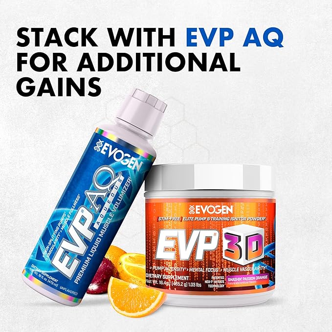 Evogen EVP 3D - Stim Free Pre Workout Powder for Men & Women | Sugar Free Non Stim Preworkout with Beta Alanine and Creatine for Energy & Pump | Orange | 40 Servings