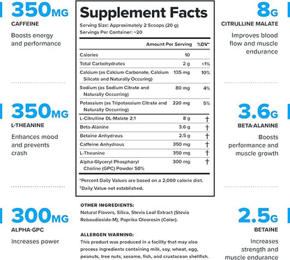 LEGION Pulse Pre Workout - All Natural Nitric Oxide Preworkout Drink to Boost Energy, Creatine Free, Naturally Sweetened, Beta Alanine, Citrulline, Alpha GPC (Peach)