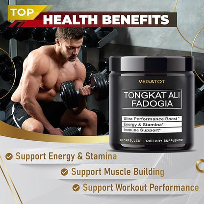 VEGATOT Fadogia Agrestis Tongkat Ali Ultra Herbal Supplement **USA Made and Tested** Potency Boosted with Creatine, L-Citrulline, L-Arginine - Promote Energy & Performance