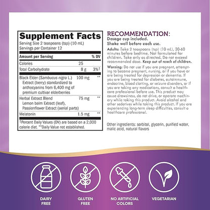 Nature's Way Sambucus NightTime Elderberry Syrup with Melatonin, Supports Restful Sleep*, 4 Fl Oz