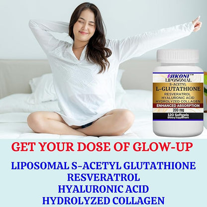 Liposomal S-Acetyl L-Glutathione Resveratrol, Hyaluronic Acid & Collagen 500 mg-480 Softgels