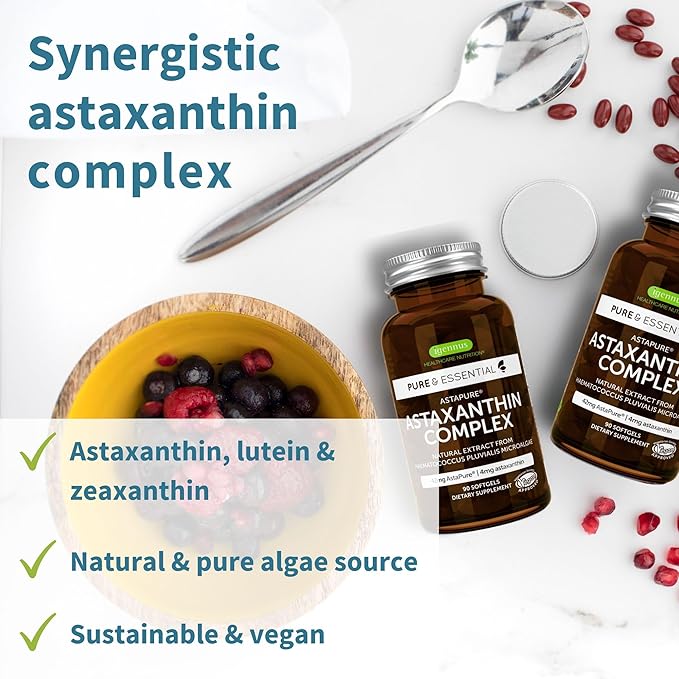 Astaxanthin Complex + Zinc Complex Vegan Bundle, Antioxidant Support for Skin, Hair & Nails, by Igennus