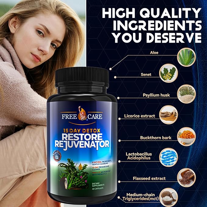 Colon Cleanse 15+5Day Upgrade,Advanced Gut Cleanse Detox for Women & Men Fast Natural Laxative for Constipation Relief with Cascara Sagrada, Psyllium Husk, Senna Leaf & Probiotics, Non-GMO