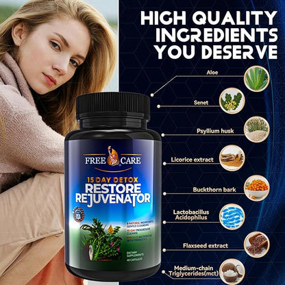 Colon Cleanse 15+5Day Upgrade,Advanced Gut Cleanse Detox for Women & Men Fast Natural Laxative for Constipation Relief with Cascara Sagrada, Psyllium Husk, Senna Leaf & Probiotics, Non-GMO