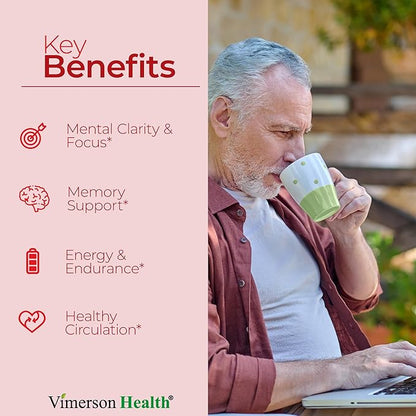 Ginseng Extract & Ginkgo Biloba Supplements - Extra Strength Nootropics Brain Support Supplement for Memory & Focus - Panax Ginseng Root 800mg + Gingko 600mg + Ginkgo Biloba 120mg Extract. 60 capsules