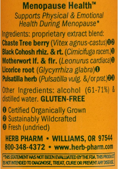 Herb Pharm Menopause Health Liquid Herbal Formula for Physical and Emotional Support - 1 Ounce