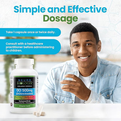 Neuro biologix High-Potency D Chiro Inositol for Men & Women 500mg - Comprehensive D Chiro Inositol Supplement to Support Hormone Balance, Mood and Energy - 60 Vegetable Capsules