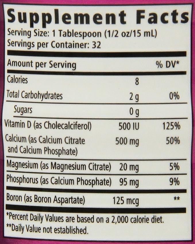 Nature's Way Calcium & Vitamin D3 with Magnesium Liquid Supplement*, Supports Bone Health*, Fast Absorbing Liquid, Gluten Free, Sugar Free, Citrus Flavored, 16 Fl Oz (Packaging May Vary)