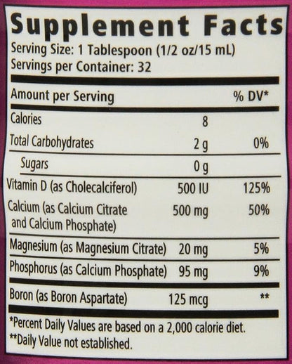 Nature's Way Calcium & Vitamin D3 with Magnesium Liquid Supplement*, Supports Bone Health*, Fast Absorbing Liquid, Gluten Free, Sugar Free, Citrus Flavored, 16 Fl Oz (Packaging May Vary)