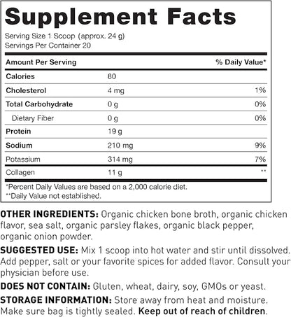 Amy Myers MD Bone Broth Collagen Powder - Type II Collagen Protein Powder from Organic Chicken Bone Broth - Supports Hair, Skin, Nails, Bones & Joints Health - Keto Friendly, 20 Servings (Chicken)