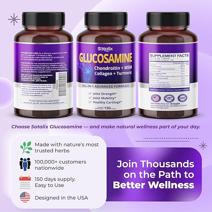saminewith Chondroitin MSM Collagen Turmeric for Joint Strength & Joint Mobility * USA Made & Tested (150-day Supply (Pack of 1))