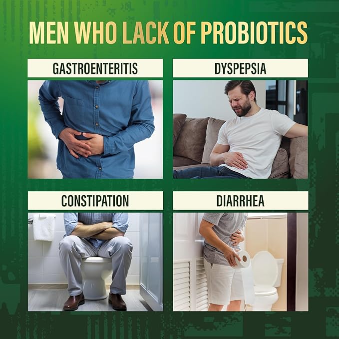 Probiotics for Men with Prebiotics - Men Probiotic Supplement for Digestive Health, Gut Health, Immune Health, Bloating and Prostate Care - Strains Shelf Stable, Gluten & Soy Free 60 capsules.