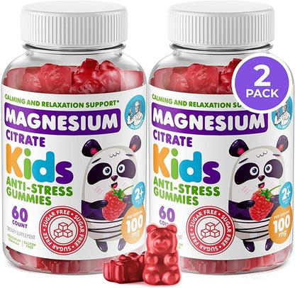DR. MORITZ Sugar-Free Calm Magnesium Gummies for Kids and Adults - Non-GMO Magnesium Citrate Gummies - Raspberry Flavor - 2-Pack (60 Count)