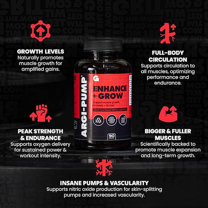 Gains in Bulk L Arginine Amino Acids Supplement for Nitric Oxide Support, Supplements for Men with L-Arginine, L Citrulline and L Ornithine, Muscle Pump, Energy and Heart Health Support, 90 Capsules