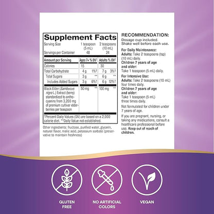 Nature’s Way Sambucus Elderberry Traditional Immune Syrup, Highly Concentrated Black Elderberry Extract, Traditional Immune Support*, Delicious Berry Flavored, 8 Fl Oz (Packaging May Vary)