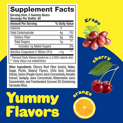 L’il Critters Probiotic Daily Gummy Supplement for Kids, for Digestive Health Support, Grape, Cherry and Orange Flavors, 60 Gummies