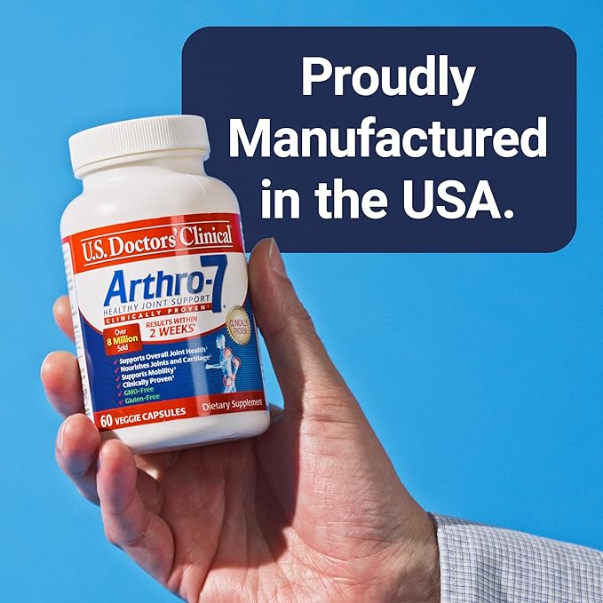 U.S. Doctors’ Clinical Arthro-7 - Clinically Proven Joint Support Complex with Turmeric, Collagen, Bromelain for Flexibility, Mobility, & Strong Cartilage - 180 Capsules(3 Bottles) - 45/90-Day Supply
