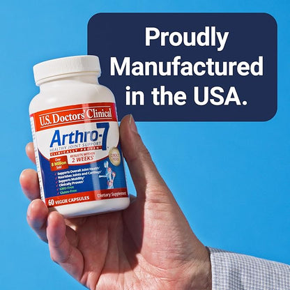 U.S. Doctors’ Clinical Arthro-7 - Clinically Proven Joint Support Complex with Turmeric, Collagen, Bromelain for Flexibility, Mobility, & Strong Cartilage - 180 Capsules(3 Bottles) - 45/90-Day Supply