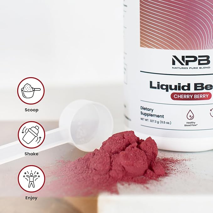Nature's Pure Blend Organic Beet Root Powder – Nitric Oxide Booster L-Arginine – Liquid Beets for Blood Flow Circulation & Energy – Pre-Workout Endurance Support – 8,000 MG