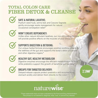 NatureWise Enhanced Collagen Peptides (45 Servings) - Hydrolyzed Type I & III + NatureWise Total Colon Care Fiber Cleanse with Herbal Laxatives, Prebiotics, & Digestive Enzymes
