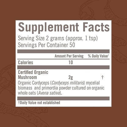 OM MUSHROOM SUPERFOOD Cordyceps Organic Mushroom Powder, 3.5 Ounce, 50 Servings, Energy, Power, Stamina and Endurance Support, Superfood Supplement for Sports Performance