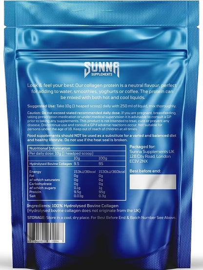 Halal Bovine Collagen Protein Powder for Hair Skin Nails and Joints - Type (I, III) Hydrolysed Premium Bovine Collagen Peptides for Women and Men | Gluten Free | Unflavoured
