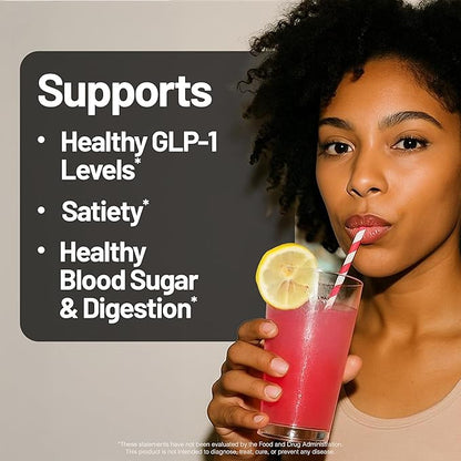 NatureWise FiberGLP Powder - High Fiber GLP-1 Supplement - Supports GLP-1 Levels & Satiety* with Clinically Proven Fibersol® - Vegan & Sugar Free - Strawberry Lemonade Flavor - 4 oz[20 Servings]