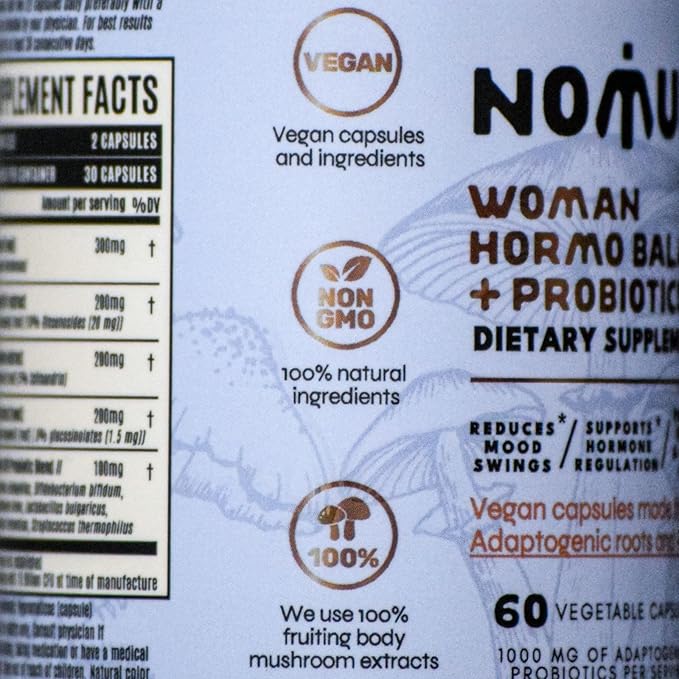 hormo Balance + probiotics for Women, Dietary Supplement with Shatavari rooot, Maca Schisandra & Ginseng Extract, probiotics for Digestive, Immune Health 60 Capsules