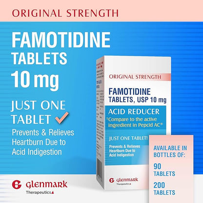 Original Strength Famotidine Tablets, 10 mg, Acid Reducer for Heartburn Relief, 90 Count