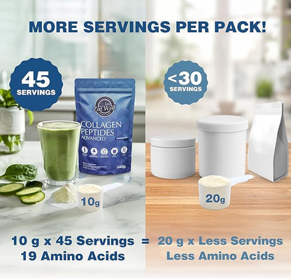 EAT WELL PREMIUM FOODS Collagen Peptides Powder Protein 45 Servings, 16oz, Collagen for Skin, Bone and Joint Support, Type I & III Grass Fed Collagen Supplements for Women and Men, Keto, Amino Acids
