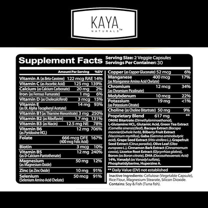 Kaya Naturals - Neuro Brain for Memory & Focus - Nootropic Energy Capsule - Nootropic Brain Support Supplement - Focus & Concentration & Learning Accuracy - Cognitive Function - 60 Count