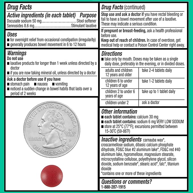 Equate Stool Softener Plus Stimulant Laxative Tablets for Constipation, Stool Softener Laxative for Constipation, 120 Count (Pack of 1)