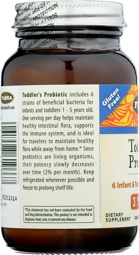 Flora - Toddler's Probiotic - Supports Digestive Health - Daily Probiotic Powder for Children Ages 1–3 - Includes Bifidobacterium Infantis - Vegetarian & Gluten-Free - Keep Chilled - 2.64 oz.