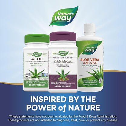Nature's Way Aloelax, Premium Blend, with Fennel Seed, Relieves Occasional Constipation*, 340 mg, Gluten Free, Vegan, 100 Capsules