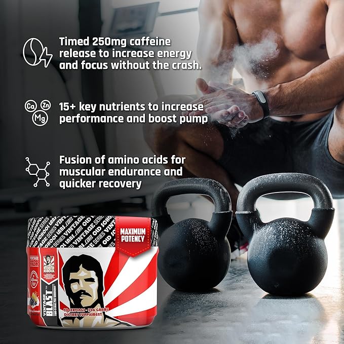 Old School Labs The Ultimate Two-Stage Pre Workout Supplement for Explosive Energy, Endurance, & Focus - Boost Workouts with Natural Ingredients: L-Citrulline Malate, Beta-Alanine, & Caffeine - 270g