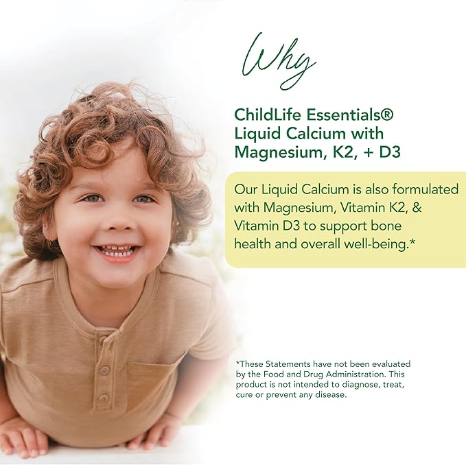 ChildLife Essentials Liquid Calcium Supplement for Kids Single Serve - Baby Calcium with Magnesium, Vitamin D3, & K2 for Bone Support, On The Go Nutrition - Orange Flavor, 0.34 fl oz (30 Stick Packs)