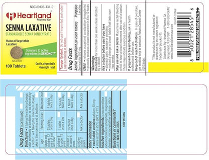 Senna Natural Vegetable Sennoside Laxative 8.6mg | Natural Vegetable Formula for Constipation Relief | Gentle Relief for Occasional Constipation |100 Tablets
