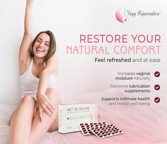 Wet by Nature | 60 Pills | Natural Feminine Hydration for Menopause Support & Lasting Comfort | Estrogen-Free Daily Oral Supplement to Help Relieve Vaginal Dryness, Burning & Itching