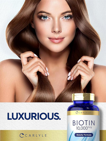 Carlyle Biotin 10000mcg | 300 Softgels | Max Strength | Non-GMO, Gluten Free Supplement