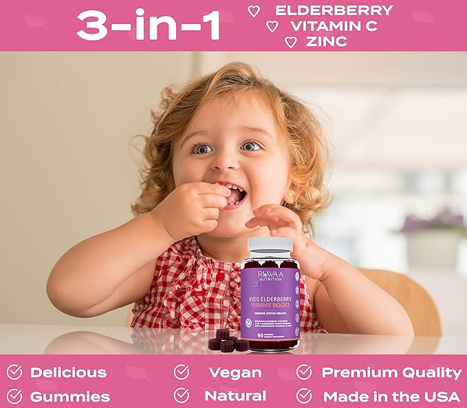 Sambucus Elderberry Gummies for Kids with Zinc & Vitamin C: Antioxidant, Immune Support Vitamins, Supports Immune System Health: Vegetarian, Gluten Free, Gelatin Free (3)