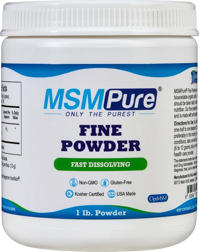 KALA HEALTH MSMPure Fast Dissolving Fine MSM Powder Crystals – US-Sourced MSM for Joint Health, Skin Appearance, and Hair & Nail Support – 1 lb, Organic Sulfur