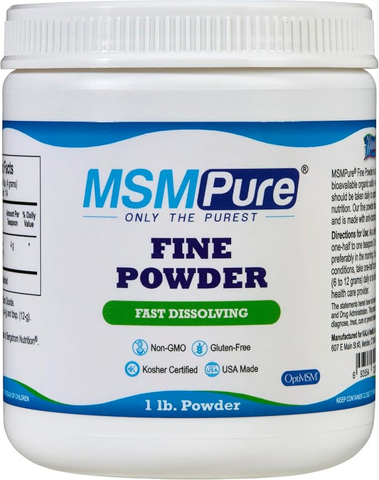 KALA HEALTH MSMPure Fast Dissolving Fine MSM Powder Crystals – US-Sourced MSM for Joint Health, Skin Appearance, and Hair & Nail Support – 1 lb, Organic Sulfur
