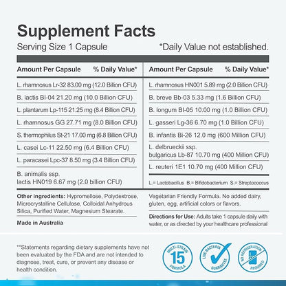 Life-Space Double Strength Broad Spectrum Probiotic, 64 Billion CFU & 15 Diverse Strains, Redouble Formulated for Digestive Health & Immune Health, Probiotics for Women & Men - 30 Veg Capsules