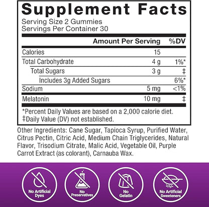 FORCE FACTOR Somnapure Gummies with Melatonin 10 mg for Adults, Non-Habit-Forming, Natural Sleep Aid for Deep Sleep, Stay Asleep Longer, Wake Up Refreshed, Dream Berry Flavor, 60 Count (Pack of 1)