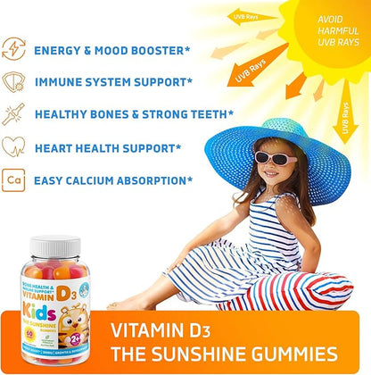 DR. MORITZ Sunny Side Up Immunity - Elderberry Gummies for Kids (60 Count 2 Pack) and Vitamin D (60 Count 2 Pack)